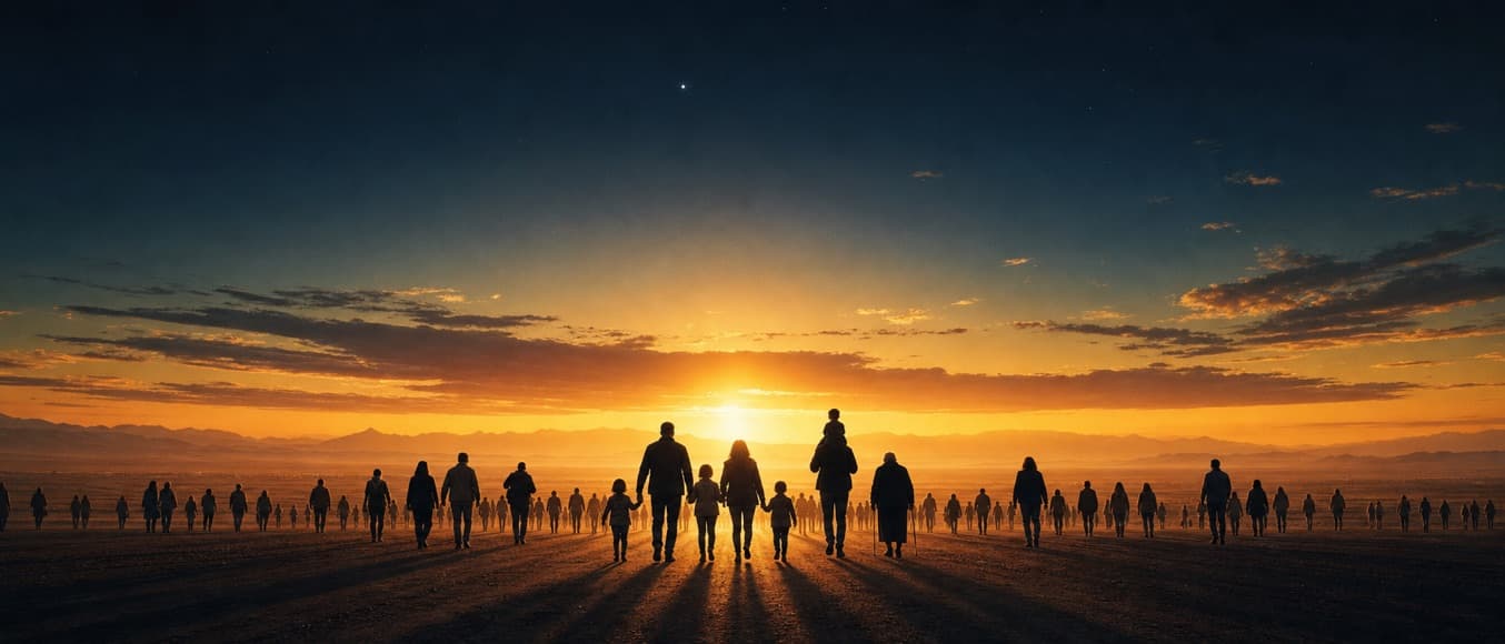 People gathering on a mountain at sunrise